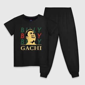 Детская пижама хлопок с принтом BIlly GACHI , 100% хлопок |  брюки и футболка прямого кроя, без карманов, на брюках мягкая резинка на поясе и по низу штанин
 | Тематика изображения на принте: aniki | art | billy | billy herrington | gachi | gachimuchi | van | аники | арт | вэн | гачи | гачибасс | гачимучи