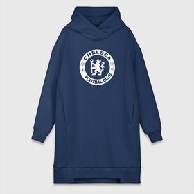 Платье-худи хлопок с принтом CHELSEA ,  |  | chelsea | england | football | logo | london | sport | англия | лига | лого | спорт | фк | футбол | футбольный клуб | челси | эмблема