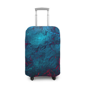 Чехол для чемодана 3D с принтом Blue & Red , 86% полиэфир, 14% спандекс | двустороннее нанесение принта, прорези для ручек и колес | black | blood | metal | red | texture | абстракция | камень | краски | красная | красно черное | кровь | лава | метал | текстура | черная