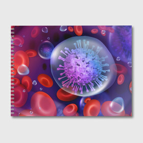 Альбом для рисования с принтом Лейкоциты и клетка , 100% бумага
 | матовая бумага, плотность 200 мг. | вены | внутренности | кровь | лейкоциты | медицина | операция | разрез | сердце | строение человека | ужас | ужасы | частицы