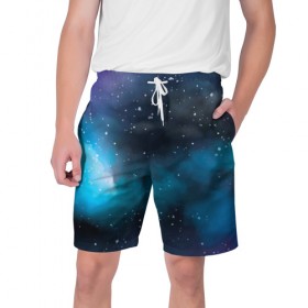 Мужские шорты 3D с принтом Рисованный Космос ,  полиэстер 100% | прямой крой, два кармана без застежек по бокам. Мягкая трикотажная резинка на поясе, внутри которой широкие завязки. Длина чуть выше колен | вселенная | звезды | космос | рисованный космос