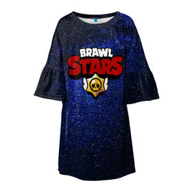 Детское платье 3D с принтом Brawl Stars , 100% полиэстер | прямой силуэт, чуть расширенный к низу. Круглая горловина, на рукавах — воланы | Тематика изображения на принте: brawl | brawl stars | stars | бравл | бравл старс | браво старс | игра | компьютерная | онлайн | старс