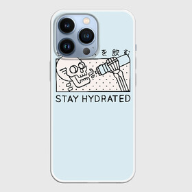 Чехол для iPhone 13 Pro с принтом STAY HYDRATED ,  |  | death | japan | skeleton | sport | vegan | water | yoga | веган | вегетарианство | вода | йога | скелет | спорт | хэллоуин | череп | япония