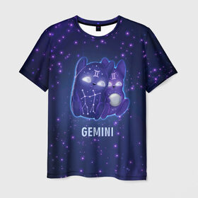Мужская футболка 3D с принтом Близнецы , 100% полиэфир | прямой крой, круглый вырез горловины, длина до линии бедер | вселенная | гороскоп | знаки зодиака | зодиак | космос | медитация | планеты