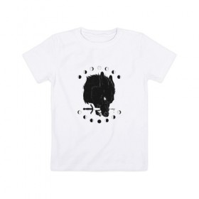 Детская футболка хлопок с принтом Волк С Кинжалом , 100% хлопок | круглый вырез горловины, полуприлегающий силуэт, длина до линии бедер | волк | волк с кинжалом | кинжал | лунный цикл | минимализм