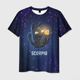 Мужская футболка 3D с принтом Скорпион , 100% полиэфир | прямой крой, круглый вырез горловины, длина до линии бедер | Тематика изображения на принте: вселенная | гороскоп | знаки зодиака | зодиак | космос | медитация | планеты