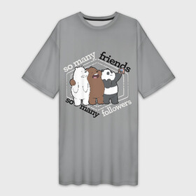 Платье-футболка 3D с принтом Так много друзей ,  |  | we bare bears | белый | вся правда о медведях | гриз | гризз | гризли | медведь | мы обычные медведи | пан пан | панда | три обычных медведя