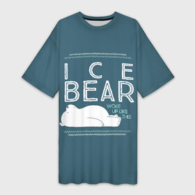 Платье-футболка 3D с принтом Ледяной мишка ,  |  | we bare bears | белый | вся правда о медведях | гриз | гризз | гризли | медведь | мы обычные медведи | пан пан | панда | три обычных медведя