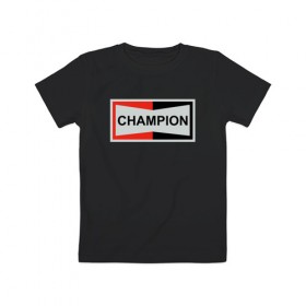 Детская футболка хлопок с принтом Champion , 100% хлопок | круглый вырез горловины, полуприлегающий силуэт, длина до линии бедер | champion | однажды в голливуде | чемпион