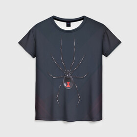 Женская футболка 3D с принтом Каракурт , 100% полиэфир ( синтетическое хлопкоподобное полотно) | прямой крой, круглый вырез горловины, длина до линии бедер | marvel | spider | австралия | арахнофобия | вдова | кокон | красная | марвел | муха | насекомое | нить | паутина | полосы | сеть | спайдер | супергерой | тарантул | укус | фобия | черная | яд