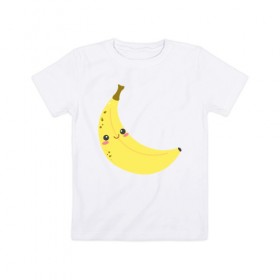 Детская футболка хлопок с принтом Веселенький бананчик , 100% хлопок | круглый вырез горловины, полуприлегающий силуэт, длина до линии бедер | Тематика изображения на принте: банан | веселье | карикатура | фрукты