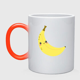 Кружка хамелеон с принтом Веселенький бананчик , керамика | меняет цвет при нагревании, емкость 330 мл | банан | веселье | карикатура | фрукты
