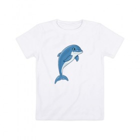 Детская футболка хлопок с принтом Дельфин , 100% хлопок | круглый вырез горловины, полуприлегающий силуэт, длина до линии бедер | дельфин | милота | рисунок