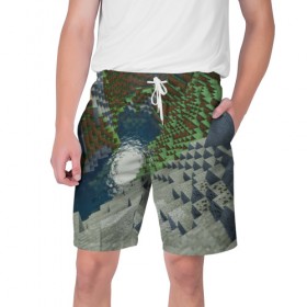 Мужские шорты 3D с принтом Minecraft ,  полиэстер 100% | прямой крой, два кармана без застежек по бокам. Мягкая трикотажная резинка на поясе, внутри которой широкие завязки. Длина чуть выше колен | Тематика изображения на принте: 