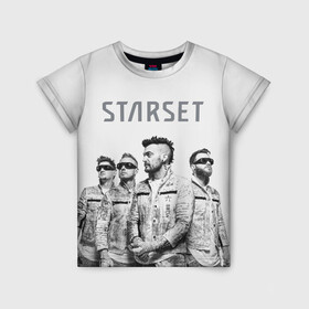 Детская футболка 3D с принтом Starset Band , 100% гипоаллергенный полиэфир | прямой крой, круглый вырез горловины, длина до линии бедер, чуть спущенное плечо, ткань немного тянется | logo | rock | starset | лого | рок | старсет