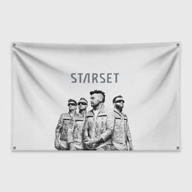 Флаг-баннер с принтом Starset Band , 100% полиэстер | размер 67 х 109 см, плотность ткани — 95 г/м2; по краям флага есть четыре люверса для крепления | logo | rock | starset | лого | рок | старсет