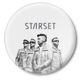 Значок с принтом Starset Band ,  металл | круглая форма, металлическая застежка в виде булавки | Тематика изображения на принте: logo | rock | starset | лого | рок | старсет