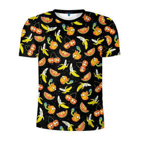 Мужская футболка 3D спортивная с принтом Рик и Морти фрукты , 100% полиэстер с улучшенными характеристиками | приталенный силуэт, круглая горловина, широкие плечи, сужается к линии бедра | vdzajul | морти | рик | рик и морти