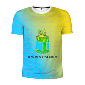 Мужская футболка 3D спортивная с принтом Pickle Rick , 100% полиэстер с улучшенными характеристиками | приталенный силуэт, круглая горловина, широкие плечи, сужается к линии бедра | pickle | rick and morty | vdkovmar | банка | огурец | палец | прикол | рик и морти