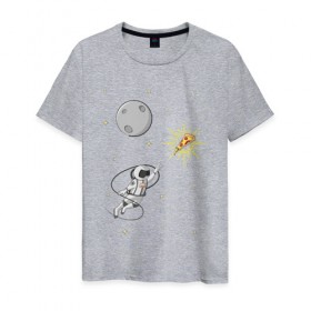 Мужская футболка хлопок с принтом Пиццанавт , 100% хлопок | прямой крой, круглый вырез горловины, длина до линии бедер, слегка спущенное плечо. | астронавт | графика | еда | звезды | космонавт | космос | луна | пицца | рисунок