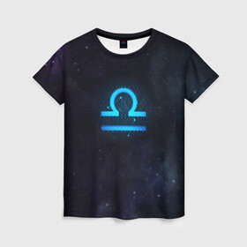 Женская футболка 3D с принтом Весы , 100% полиэфир ( синтетическое хлопкоподобное полотно) | прямой крой, круглый вырез горловины, длина до линии бедер | вселенная | гороскоп | знаки зодиака | зодиак | космос | медитация | планеты
