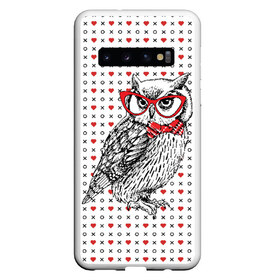 Чехол для Samsung Galaxy S10 с принтом Мудрая сова в очках , Силикон | Область печати: задняя сторона чехла, без боковых панелей | Тематика изображения на принте: бабочки | мудрая | мудрость | наука | начитанная | очки | птица | сова | совенок | совушка | умная