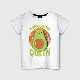 Детская футболка хлопок с принтом Авокадо Королева , 100% хлопок | круглый вырез горловины, полуприлегающий силуэт, длина до линии бедер | avocado | queen | авокадо | королева | королевы | надписи | надпись