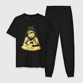 Мужская пижама хлопок с принтом Медведь Покер , 100% хлопок | брюки и футболка прямого кроя, без карманов, на брюках мягкая резинка на поясе и по низу штанин
 | bear | poker | карты | медведи | медведь | покер