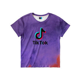 Детская футболка 3D с принтом TikTok , 100% гипоаллергенный полиэфир | прямой крой, круглый вырез горловины, длина до линии бедер, чуть спущенное плечо, ткань немного тянется | 