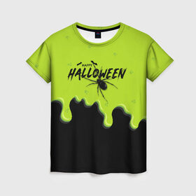 Женская футболка 3D с принтом Happy Halloween , 100% полиэфир ( синтетическое хлопкоподобное полотно) | прямой крой, круглый вырез горловины, длина до линии бедер | ghost | halloween | ведьма | джек | дух | кельты | монстр | нечисть | паук | паутина | праздник | привидение | призрак | пугало | тень | тыква | хеллоуин | хэллоуин