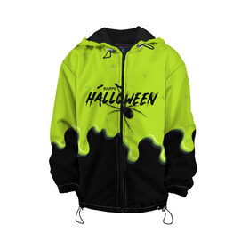 Детская куртка 3D с принтом Happy Halloween , 100% полиэстер | застежка — молния, подол и капюшон оформлены резинкой с фиксаторами, по бокам — два кармана без застежек, один потайной карман на груди, плотность верхнего слоя — 90 г/м2; плотность флисового подклада — 260 г/м2 | Тематика изображения на принте: ghost | halloween | ведьма | джек | дух | кельты | монстр | нечисть | паук | паутина | праздник | привидение | призрак | пугало | тень | тыква | хеллоуин | хэллоуин