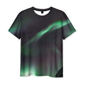 Мужская футболка 3D с принтом Северное сияние , 100% полиэфир | прямой крой, круглый вырез горловины, длина до линии бедер | звезда | звездное | звезды | космический | космос | космосе | небо | север | северное | сияние | сиянием | сияния
