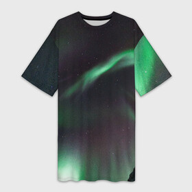 Платье-футболка 3D с принтом Северное сияние ,  |  | Тематика изображения на принте: звезда | звездное | звезды | космический | космос | космосе | небо | север | северное | сияние | сиянием | сияния