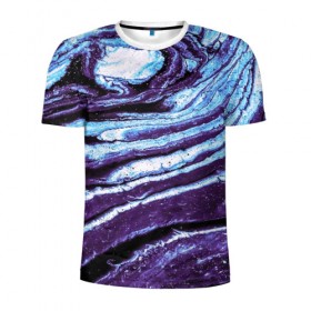 Мужская футболка 3D спортивная с принтом Фиолетовые краски металлик , 100% полиэстер с улучшенными характеристиками | приталенный силуэт, круглая горловина, широкие плечи, сужается к линии бедра | Тематика изображения на принте: 