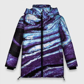 Женская зимняя куртка 3D с принтом Фиолетовые краски металлик , верх — 100% полиэстер; подкладка — 100% полиэстер; утеплитель — 100% полиэстер | длина ниже бедра, силуэт Оверсайз. Есть воротник-стойка, отстегивающийся капюшон и ветрозащитная планка. 

Боковые карманы с листочкой на кнопках и внутренний карман на молнии | 