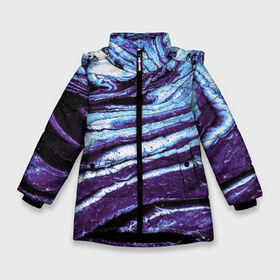 Зимняя куртка для девочек 3D с принтом Фиолетовые краски металлик , ткань верха — 100% полиэстер; подклад — 100% полиэстер, утеплитель — 100% полиэстер. | длина ниже бедра, удлиненная спинка, воротник стойка и отстегивающийся капюшон. Есть боковые карманы с листочкой на кнопках, утяжки по низу изделия и внутренний карман на молнии. 

Предусмотрены светоотражающий принт на спинке, радужный светоотражающий элемент на пуллере молнии и на резинке для утяжки. | Тематика изображения на принте: 