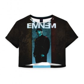 Женская футболка Cropp-top с принтом Eminem , 100% полиэстер | круглая горловина, длина футболки до линии талии, рукава с отворотами | emenem | eminem | hip hop | hiphop | kamikaze | marshal mathers | marshall | marshall mathers | rap | rap god | revival | slim shadi | slim shady | venom | еминем | олдскул | реп | рэп | хипхоп | эминем