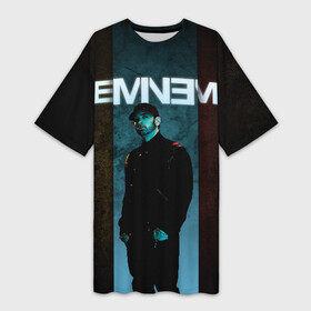 Платье-футболка 3D с принтом Eminem ,  |  | emenem | eminem | hip hop | hiphop | kamikaze | marshal mathers | marshall | marshall mathers | rap | rap god | revival | slim shadi | slim shady | venom | еминем | олдскул | реп | рэп | хипхоп | эминем