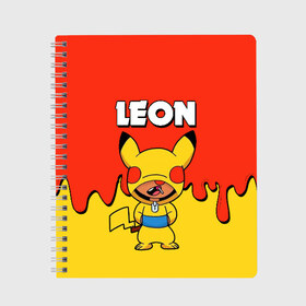 Тетрадь с принтом Brawl Stars Leon Pikachu , 100% бумага | 48 листов, плотность листов — 60 г/м2, плотность картонной обложки — 250 г/м2. Листы скреплены сбоку удобной пружинной спиралью. Уголки страниц и обложки скругленные. Цвет линий — светло-серый
 | Тематика изображения на принте: brawl stars | pikachu | взлом brawl stars | леон brawl stars | пикачу | сервера brawl stars | скачать brawl stars | скачать бесплатно brawl stars