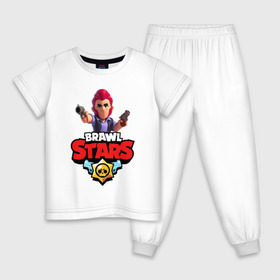 Детская пижама хлопок с принтом BRAWL STARS COLT , 100% хлопок |  брюки и футболка прямого кроя, без карманов, на брюках мягкая резинка на поясе и по низу штанин
 | android | brawl stars | colt | crow | games | leon | penny | poco. | shelly | spike | wanted | брав | бравл старс | звезды | игры | мобильные игры | старс