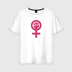 Женская футболка хлопок Oversize с принтом Womanpower , 100% хлопок | свободный крой, круглый ворот, спущенный рукав, длина до линии бедер
 | logo | woman | womanpower | женские | женский | женское | знак | знаки | значёк | феминизм | феминистка