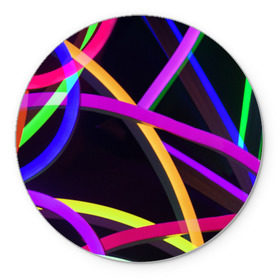 Коврик для мышки круглый с принтом Светящиеся полосы , резина и полиэстер | круглая форма, изображение наносится на всю лицевую часть | abstract | neon | абстрактно | абстрактный | абстракция | линии | неон | неонка | неоновая | неоновые | неоновый | полоски | полосы | разноцветные | светящиеся | цветные