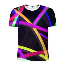 Мужская футболка 3D спортивная с принтом Светящиеся полосы , 100% полиэстер с улучшенными характеристиками | приталенный силуэт, круглая горловина, широкие плечи, сужается к линии бедра | abstract | neon | абстрактно | абстрактный | абстракция | линии | неон | неонка | неоновая | неоновые | неоновый | полоски | полосы | разноцветные | светящиеся | цветные