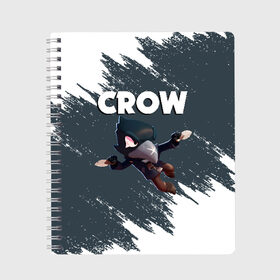 Тетрадь с принтом BRAWL STARS CROW , 100% бумага | 48 листов, плотность листов — 60 г/м2, плотность картонной обложки — 250 г/м2. Листы скреплены сбоку удобной пружинной спиралью. Уголки страниц и обложки скругленные. Цвет линий — светло-серый
 | brawl stars | bull | colt | crow | leon | stars | берли | бо | брок | ворон | джесси | динамайк | дэррил | кольт | леон | мортис | нита | пайпер | пенни | поко | пэм | рикошет | спайк | фрэнк | шелли | эль примо