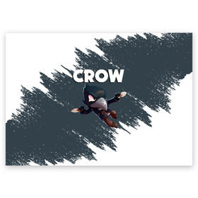 Поздравительная открытка с принтом BRAWL STARS CROW , 100% бумага | плотность бумаги 280 г/м2, матовая, на обратной стороне линовка и место для марки
 | brawl stars | bull | colt | crow | leon | stars | берли | бо | брок | ворон | джесси | динамайк | дэррил | кольт | леон | мортис | нита | пайпер | пенни | поко | пэм | рикошет | спайк | фрэнк | шелли | эль примо