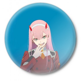 Значок с принтом Darling In The Franxx ,  металл | круглая форма, металлическая застежка в виде булавки | 02 | anime | darling in the franxx | hiro | manga | zero two | аниме | ахегао | любимый во франксе | манга | милый во франксе | ноль два | хиро