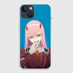 Чехол для iPhone 13 с принтом Darliing on blue ,  |  | 02 | anime | darling in the franxx | hiro | manga | zero two | аниме | ахегао | любимый во франксе | манга | милый во франксе | ноль два | хиро