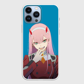 Чехол для iPhone 13 Pro Max с принтом Darliing on blue ,  |  | Тематика изображения на принте: 02 | anime | darling in the franxx | hiro | manga | zero two | аниме | ахегао | любимый во франксе | манга | милый во франксе | ноль два | хиро