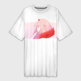 Платье-футболка 3D с принтом Ноль два профиль ,  |  | 02 | anime | darling in the franxx | hiro | manga | zero two | аниме | ахегао | любимый во франксе | манга | милый во франксе | ноль два | хиро