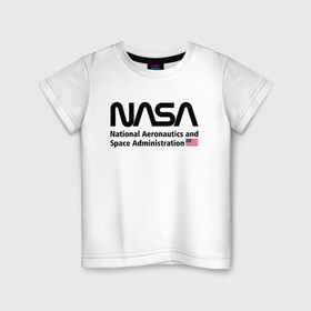 Детская футболка хлопок с принтом NASA , 100% хлопок | круглый вырез горловины, полуприлегающий силуэт, длина до линии бедер | alien | area 51 | nasa | space x | ufo | америка | американский | астронавт | звезды | земля | зона 51 | инопланетянин | космонавт | космос | луна | марс | наса | нло | планета | пришельцы | ракета | роскосмос | созвездие